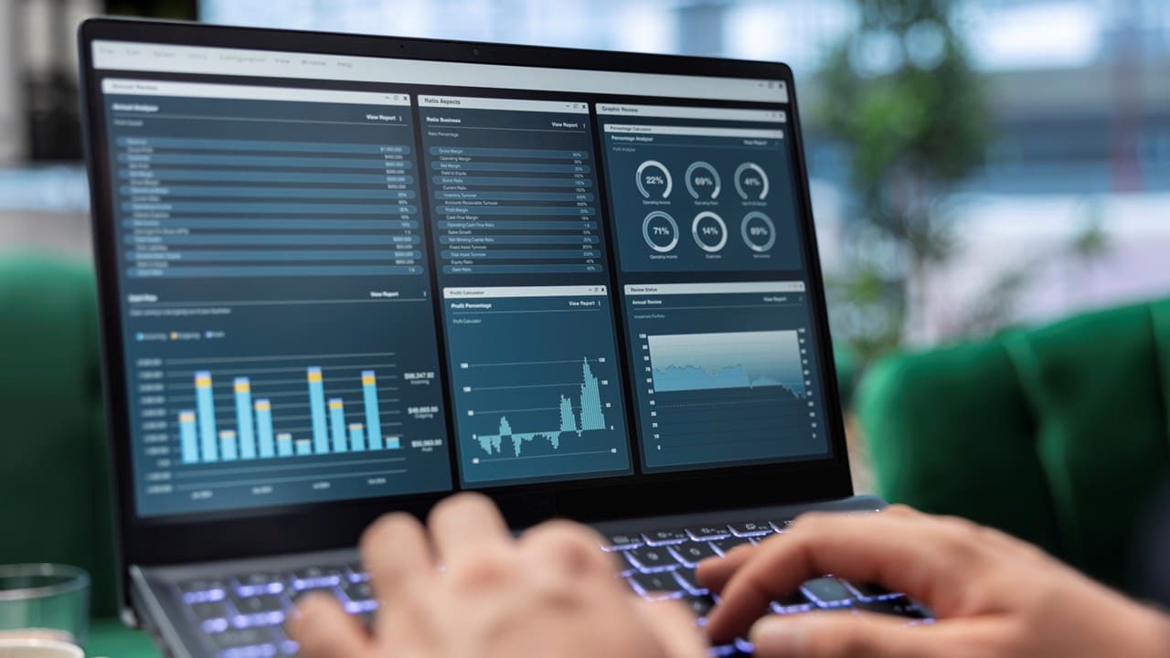 A person is using a laptop.