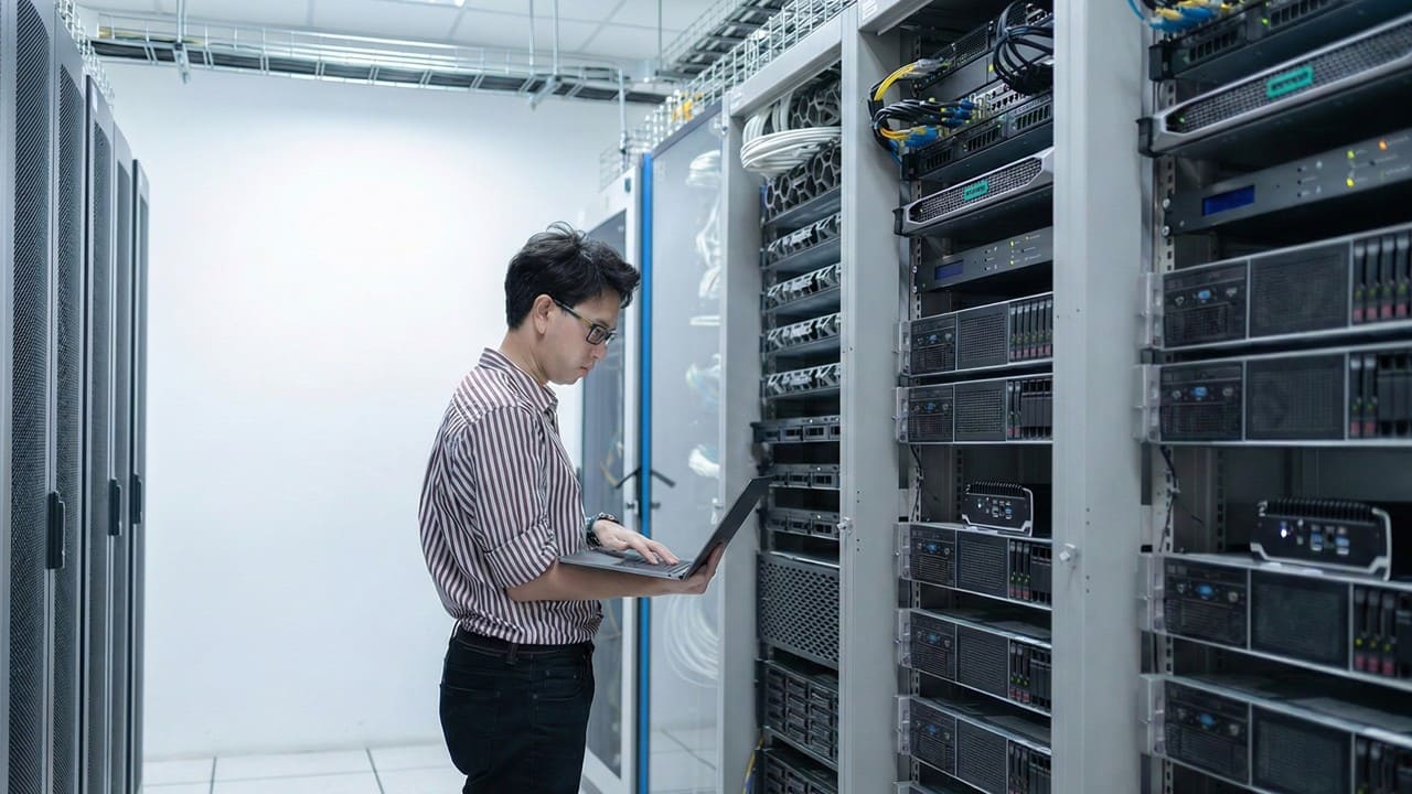 Nhân viên IT đang kiểm tra lại hệ thống CNTT